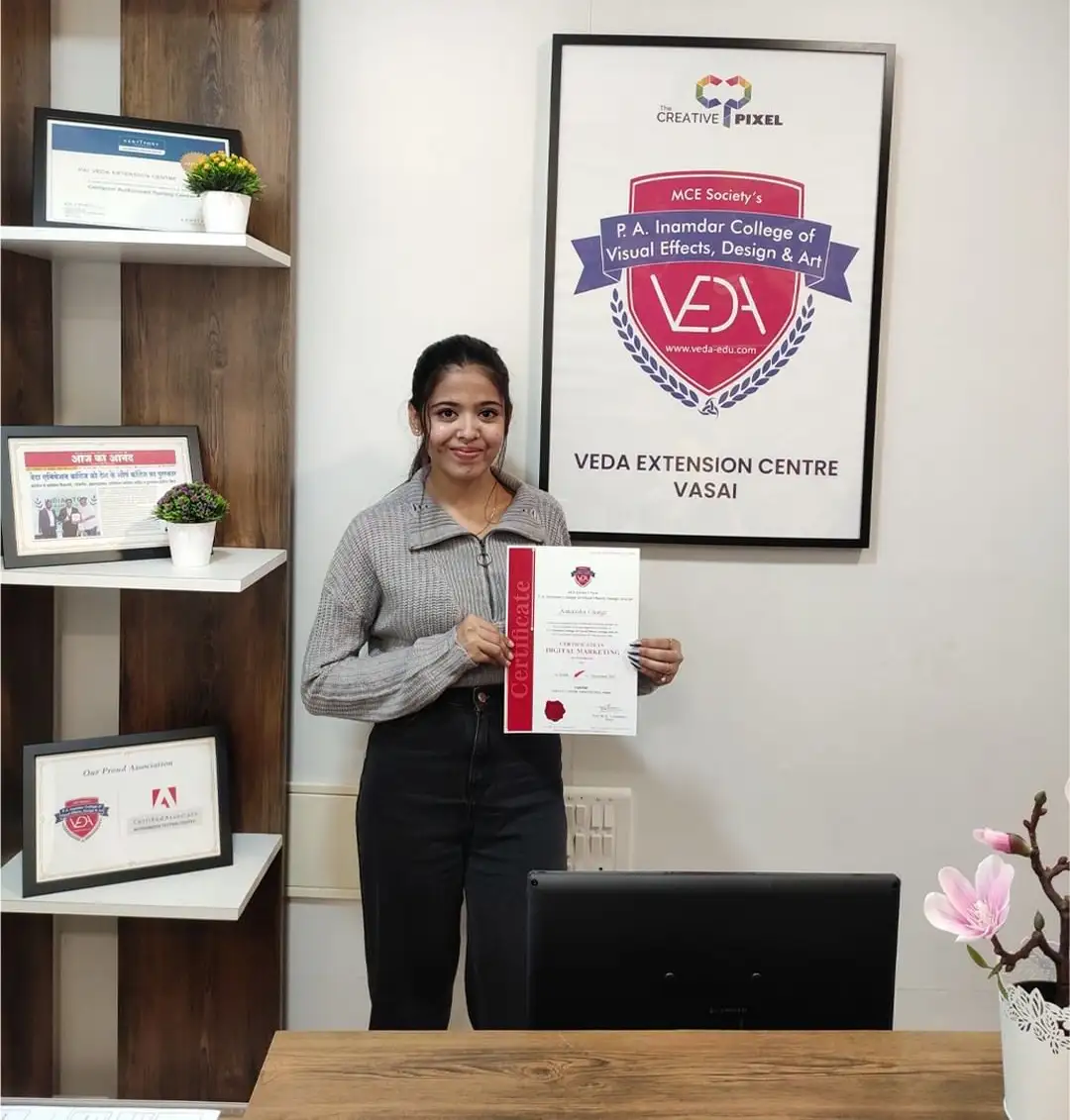 Digital Marketing Course Certificate received by the student at VEDAVASAI Mumbai 2