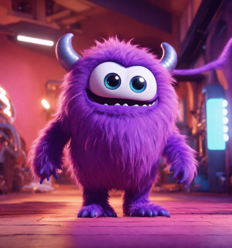 img source lexi art 3d animation purple hairy mosnter character